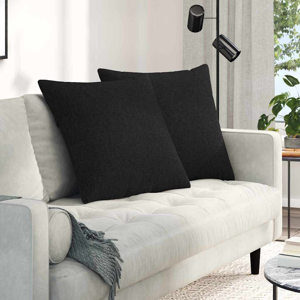 Cuscini da Divano 2 pcs Nero 60 x 60 cm Tessuto | homemem39