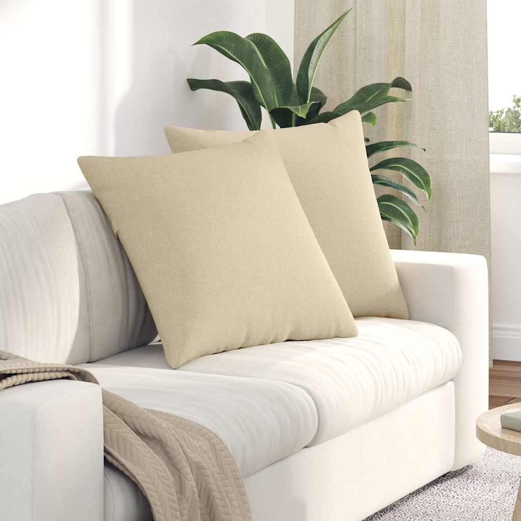 Cuscini da Divano 2 pcs Crema 60 x 60 cm Tessuto | homemem39