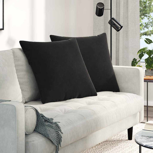 Cuscini da Divano 2 pcs Nero 60 x 60 cm Tessuto in Cords | homemem39