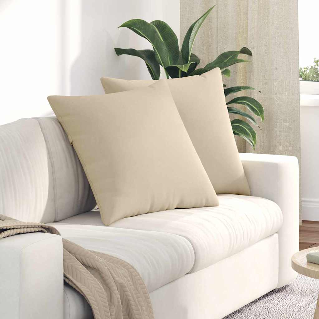 Cuscini da Divano 2 pcs Crema 60 x 60 cm Tessuto | homemem39