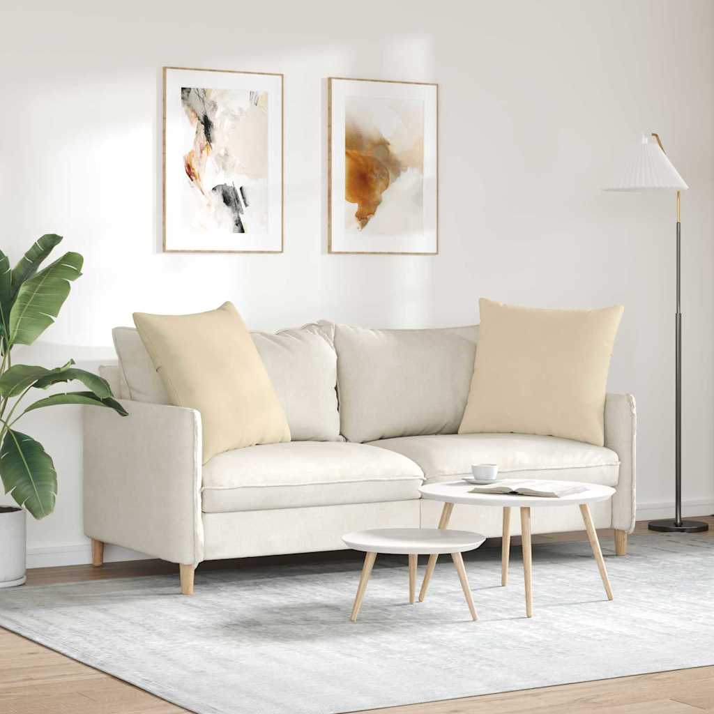 Cuscini da Divano 2 pcs Crema 60 x 60 cm Tessuto | homemem39