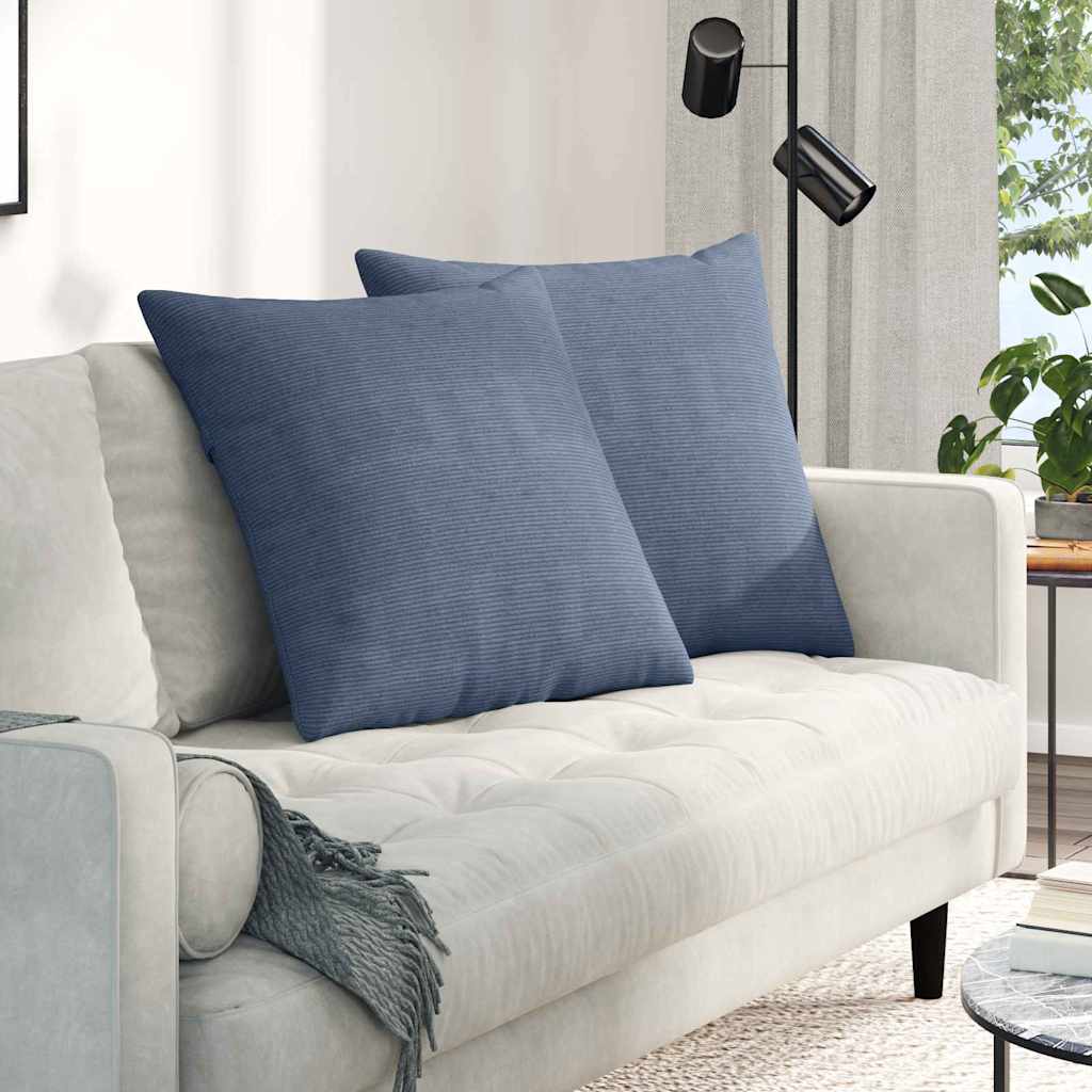 Cuscini da Divano 2 pcs Blu 60 x 60 cm Tessuto in Cords | homemem39