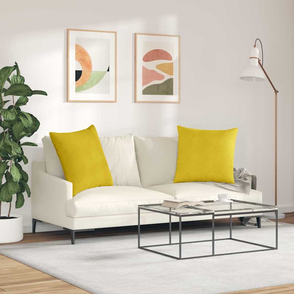 Cuscini da Divano 2 pcs Giallo 80 x 80 cm Tessuto in Cords | homemem39