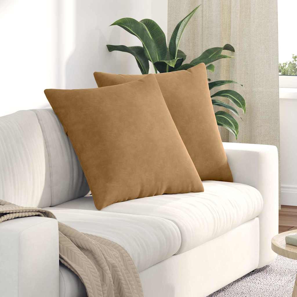 Cuscini da Divano 2 pcs Marrone 80 x 80 cm Tessuto in Cords | homemem39