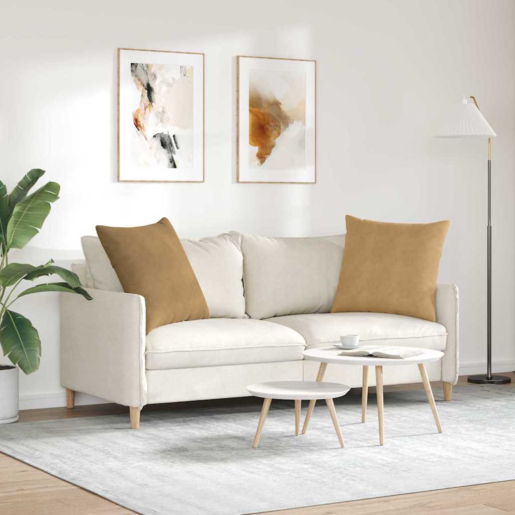 Cuscini da Divano 2 pcs Marrone 80 x 80 cm Tessuto in Cords | homemem39