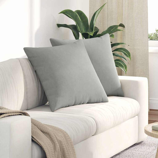 Cuscini da Divano 2 pcs Grigio chiaro 80 x 80 cm Tessuto | homemem39