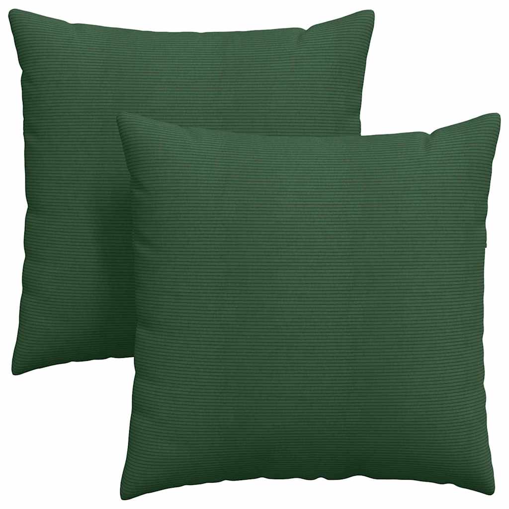 Cuscini da Divano 2 pcs Verde Scuro 80 x 80 cm Tessuto in Cords | homemem39