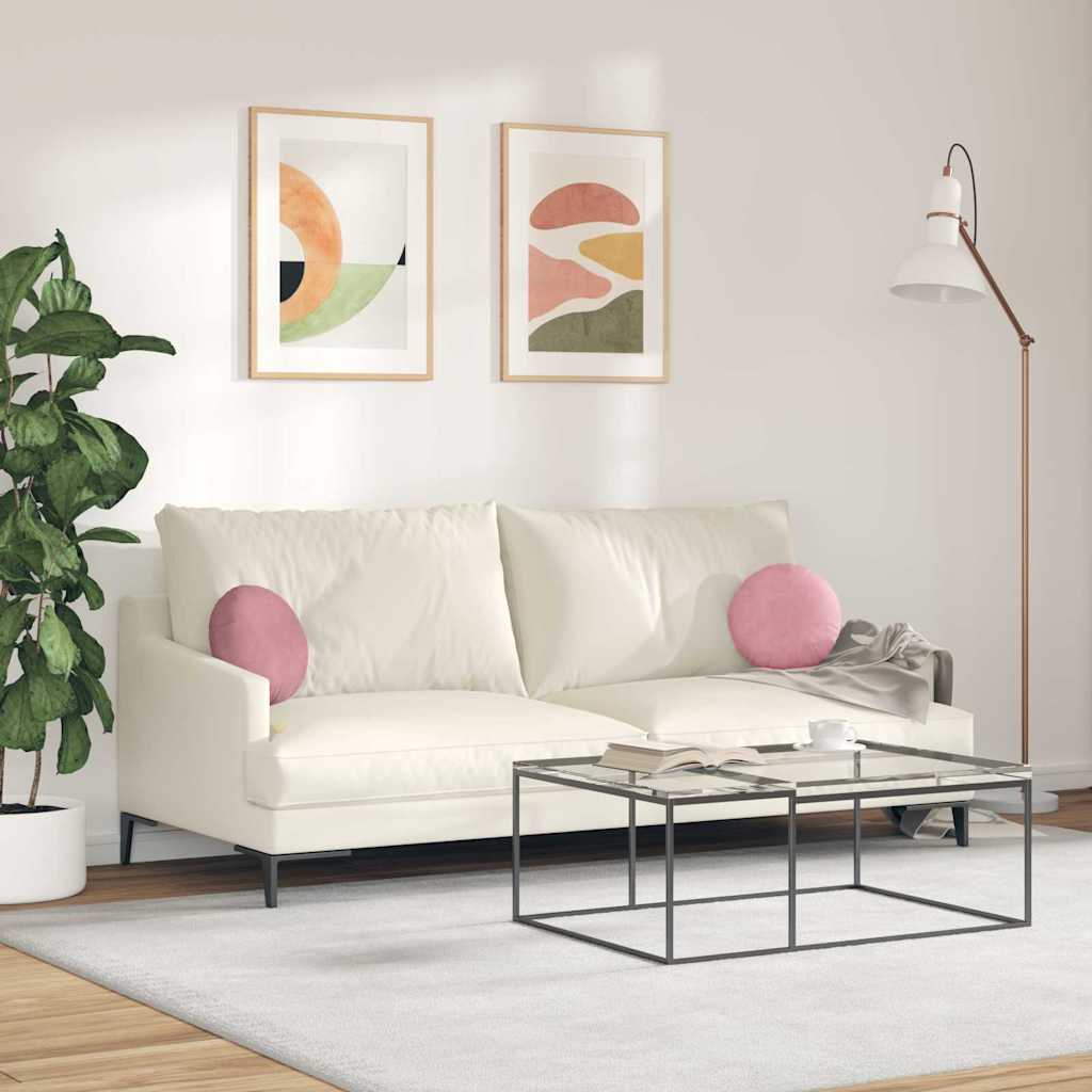 Cuscini per Seduta 2 pcs Rosa Ø30 x 13 cm Velluto | homemem39