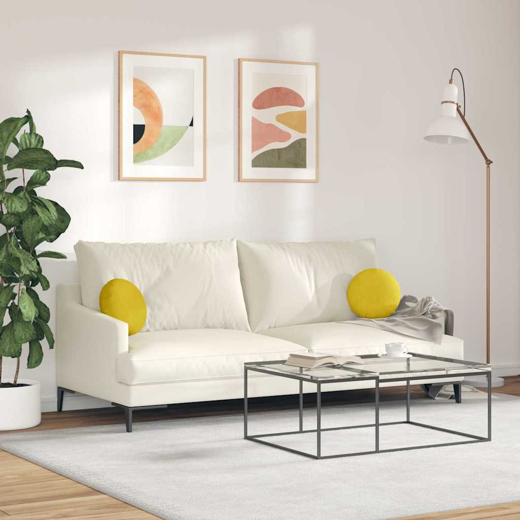 Cuscini per Seduta 2 pcs Giallo Ø30 x 13 cm Velluto | homemem39