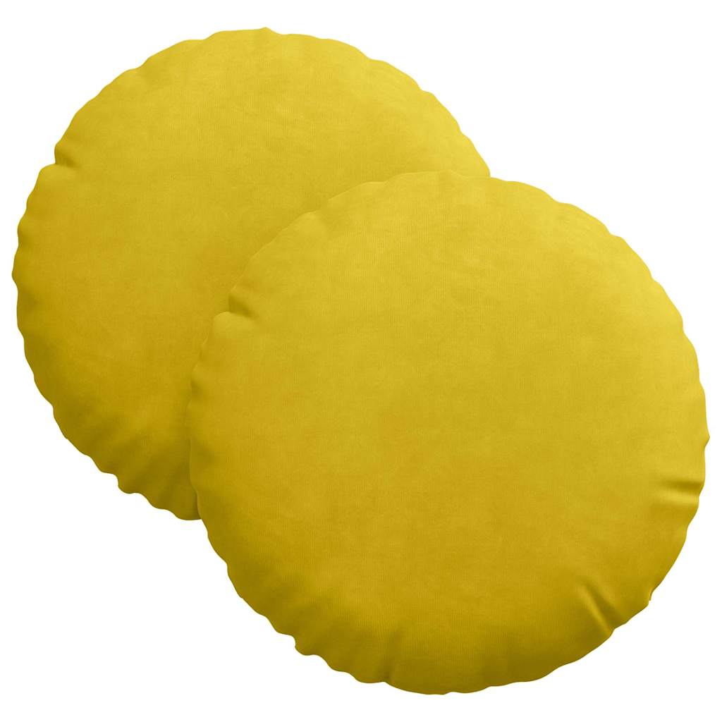 Cuscini per Seduta 2 pcs Giallo Ø30 x 13 cm Velluto | homemem39