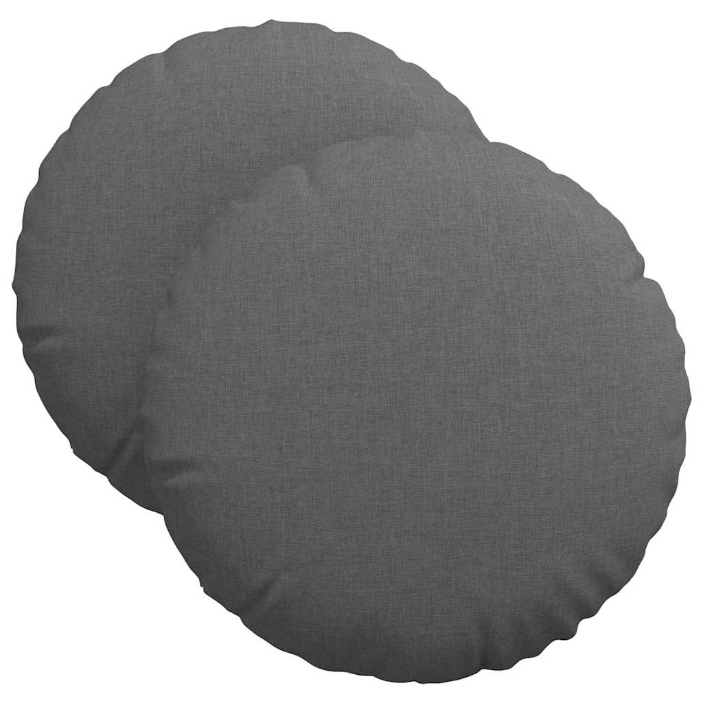 Cuscini per Seduta 2 pcs Grigio scuro Ø40 x 13 cm Tessuto | homemem39
