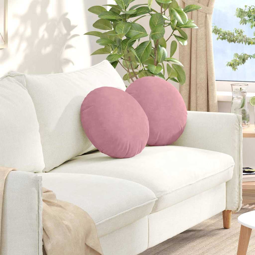 Cuscini per Seduta 2 pcs Rosa Ø 40 x 13 cm Velluto | homemem39
