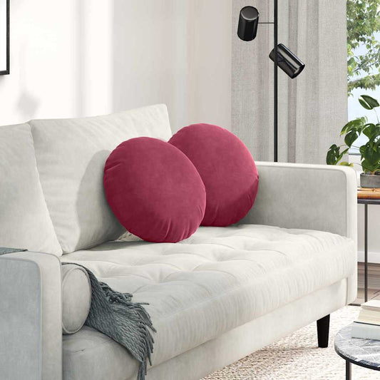 Cuscini per Seduta 2 pcs Rosso Vino Ø 40 x 13 cm Velluto | homemem39
