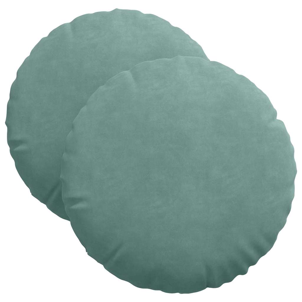 Cuscini per Seduta 2 pcs Verde Mare Ø 40 x 13 cm Velluto | homemem39