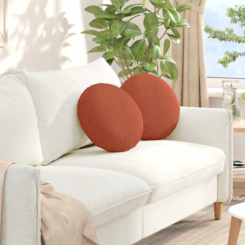 Cuscini per Seduta 2 pcs Rosso Arancio Ø 40 cm Tessuto in Cords | homemem39