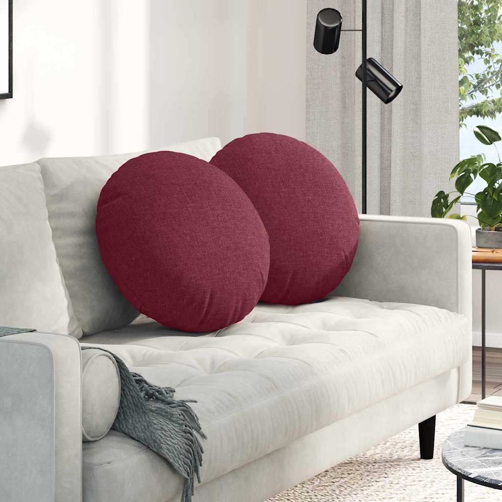 Cuscini per Seduta 2 pcs Rosso Vino Ø50 x 19 cm Tessuto | homemem39