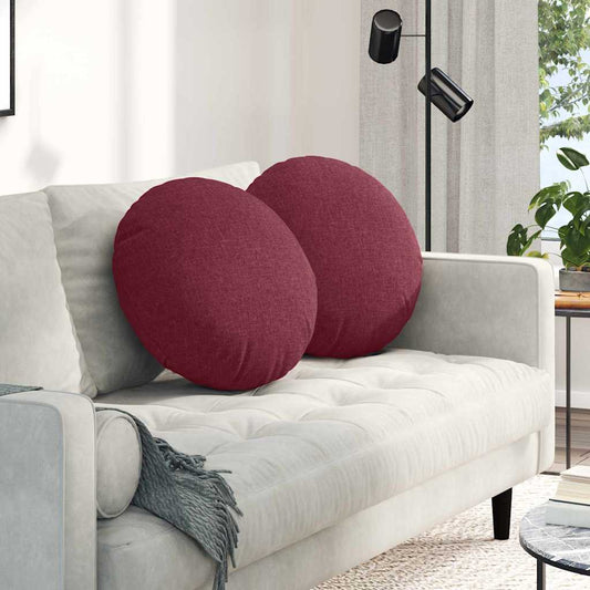 Cuscini per Seduta 2 pcs Rosso Vino Ø50 x 19 cm Tessuto | homemem39