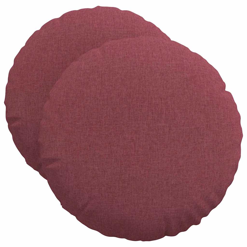 Cuscini per Seduta 2 pcs Rosso Vino Ø50 x 19 cm Tessuto | homemem39