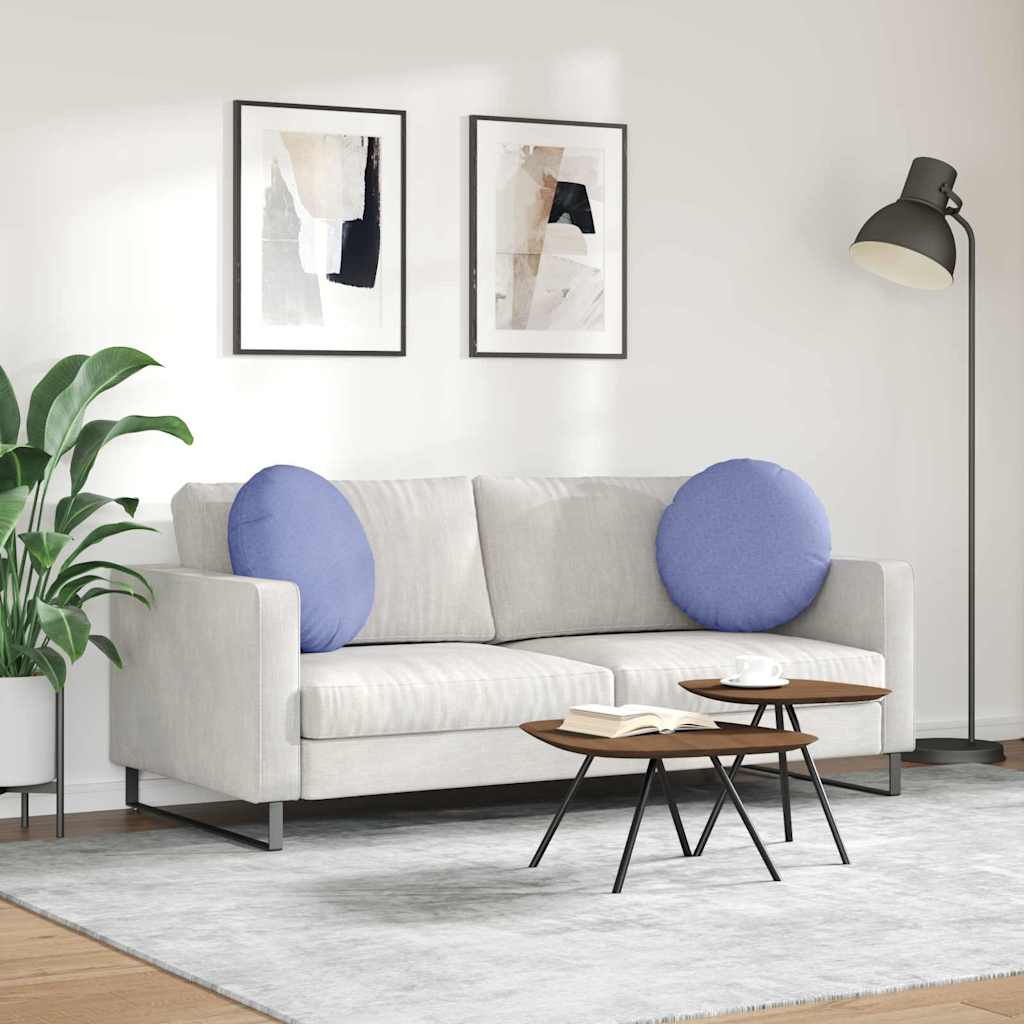 Cuscini per Seduta 2 pcs Blu jeans Ø50 x 19 cm Tessuto | homemem39