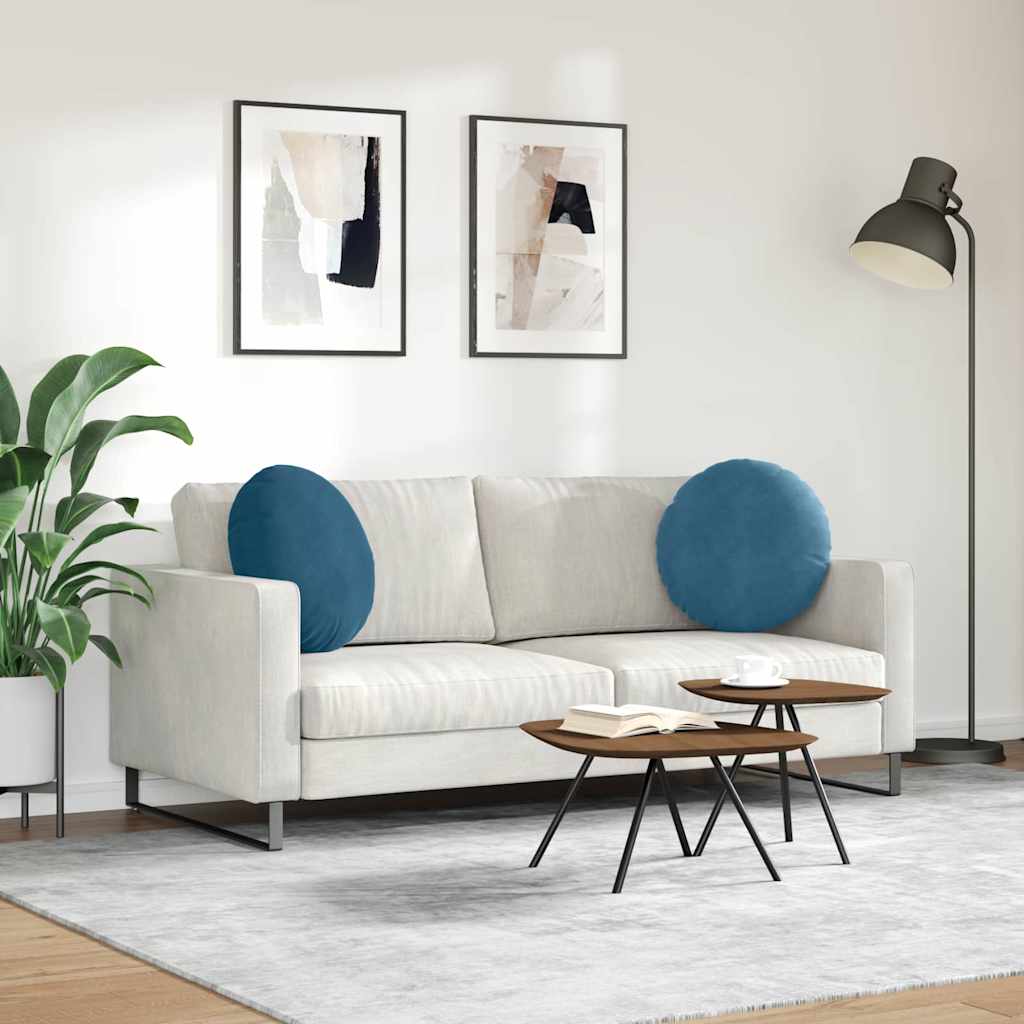 Cuscini per Seduta 2 pcs Blu Ø50 x 19 cm Velluto | homemem39