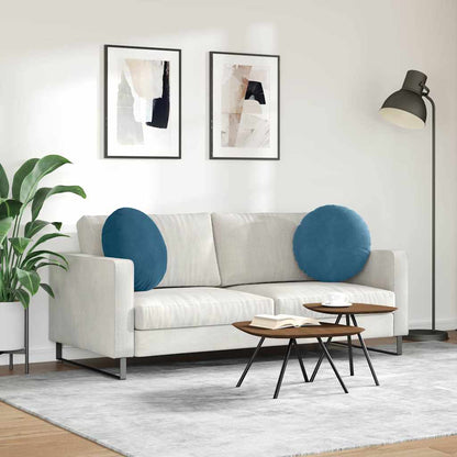 Cuscini per Seduta 2 pcs Blu Ø50 x 19 cm Velluto | homemem39