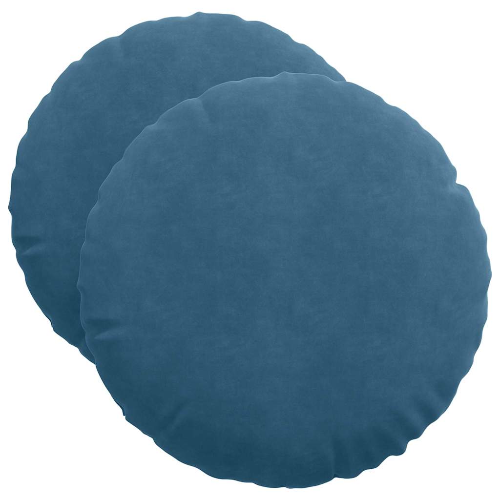 Cuscini per Seduta 2 pcs Blu Ø50 x 19 cm Velluto | homemem39