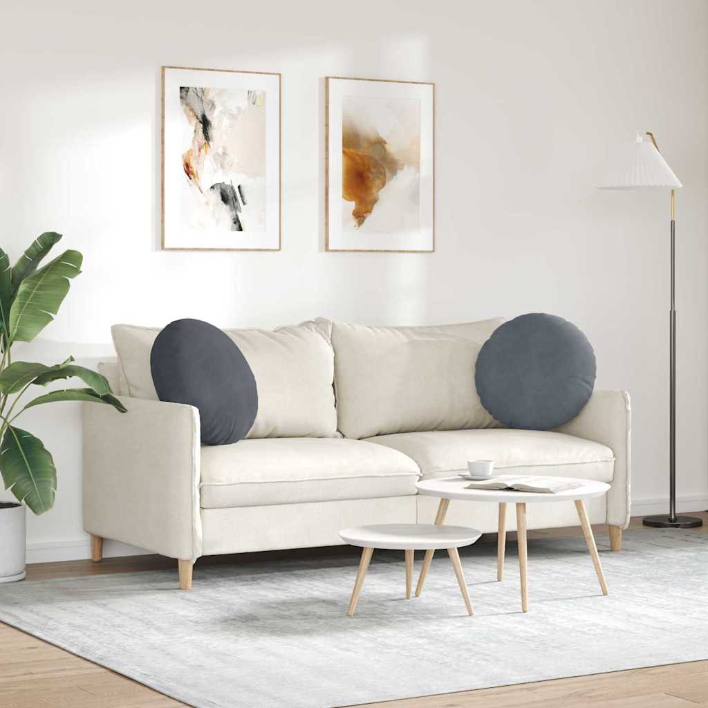 Cuscini per Seduta 2 pcs Grigio scuro Ø50 x 19 cm Velluto | homemem39