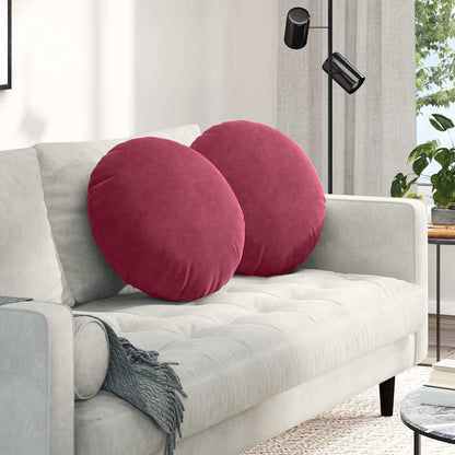 Cuscini per Seduta 2 pcs Rosso Vino Ø50 x 19 cm Velluto | homemem39