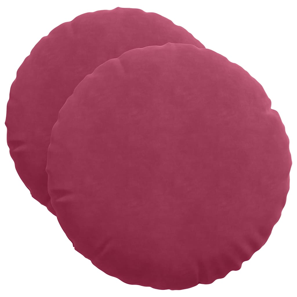 Cuscini per Seduta 2 pcs Rosso Vino Ø50 x 19 cm Velluto | homemem39
