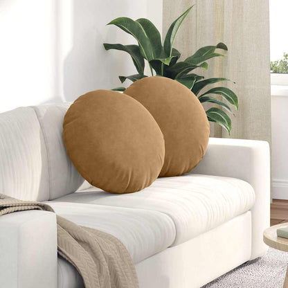 Cuscini per Seduta 2 pcs Marrone Ø50 x 19 cm Velluto | homemem39