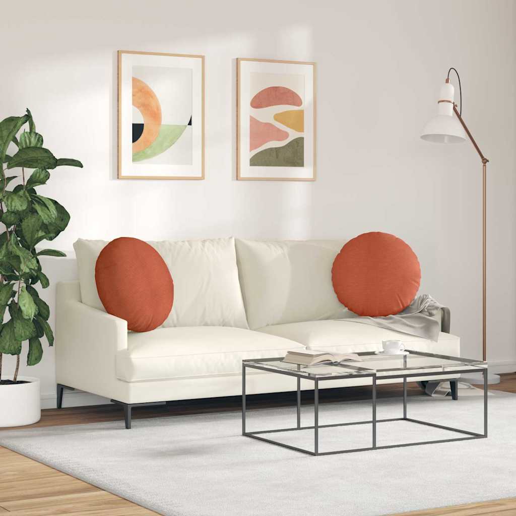 Cuscini per Seduta 2 pcs Rosso Arancio Ø50 x 19 cm | homemem39