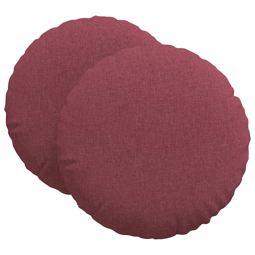Cuscini per Seduta 2 pcs Rosso Vino Ø60 x 21 cm Tessuto | homemem39
