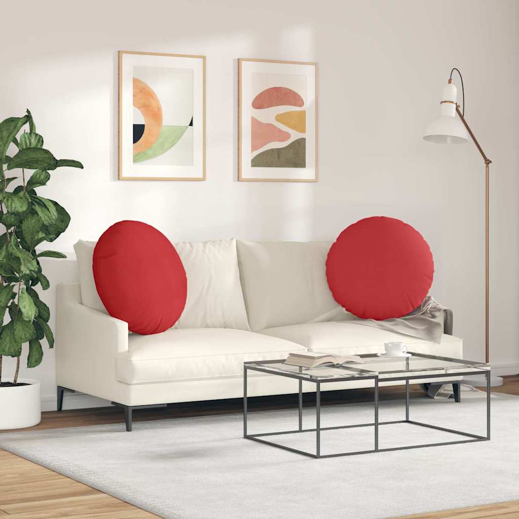 Cuscini per Seduta 2 pcs Rosso Ø60 x 21 cm Tessuto | homemem39
