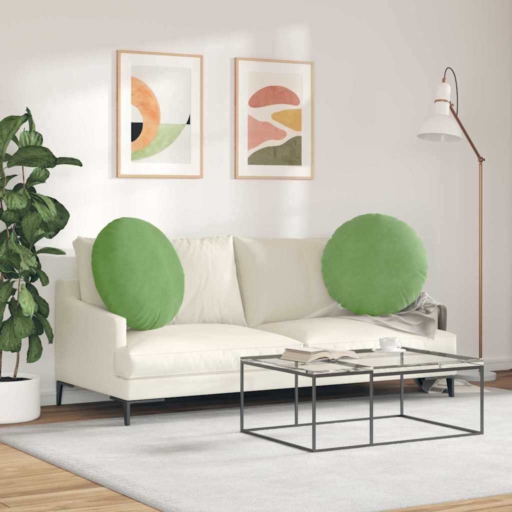 Cuscini per Seduta 2 pcs Verde chiaro Ø60 x 21 cm Velluto | homemem39