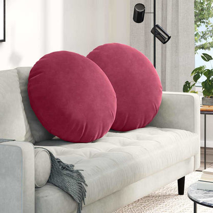 Cuscini per Seduta 2 pcs Rosso Vino Ø60 x 21 cm Velluto | homemem39
