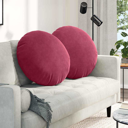 Cuscini per Seduta 2 pcs Rosso Vino Ø60 x 21 cm Velluto | homemem39