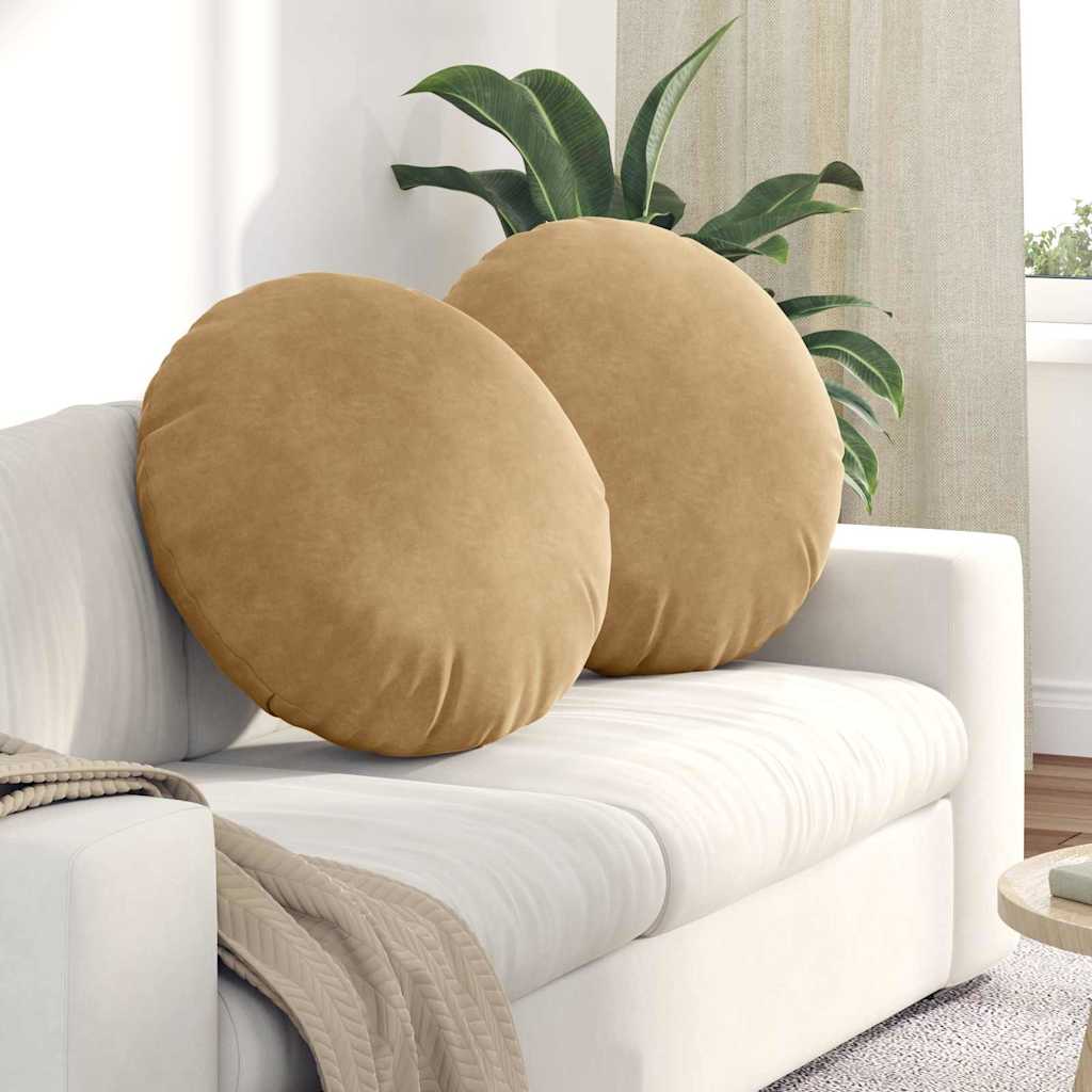 Cuscini per Seduta 2 pcs Marrone Ø60 x 21 cm Velluto | homemem39
