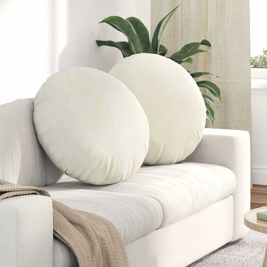 Cuscini per Seduta 2 pcs Crema Ø60 x 21 cm Velluto | homemem39