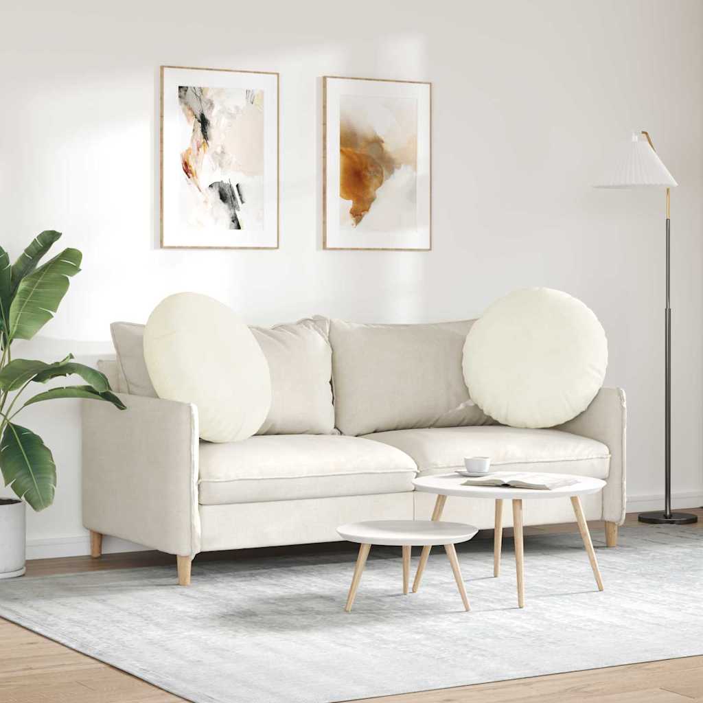 Cuscini per Seduta 2 pcs Crema Ø60 x 21 cm Velluto | homemem39