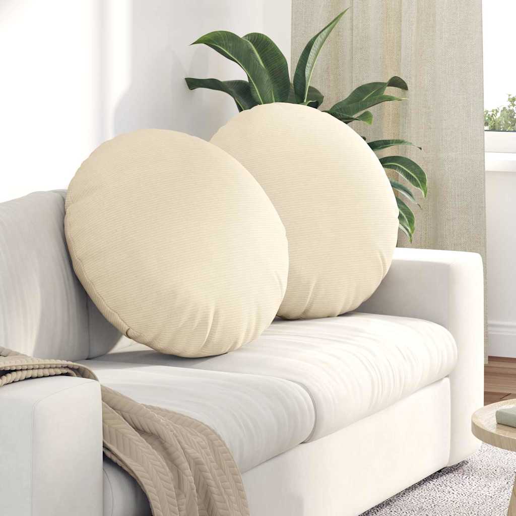 Cuscini per Seduta 2 pcs Crema Ø60 x 21 cm Tessuto in Cords | homemem39