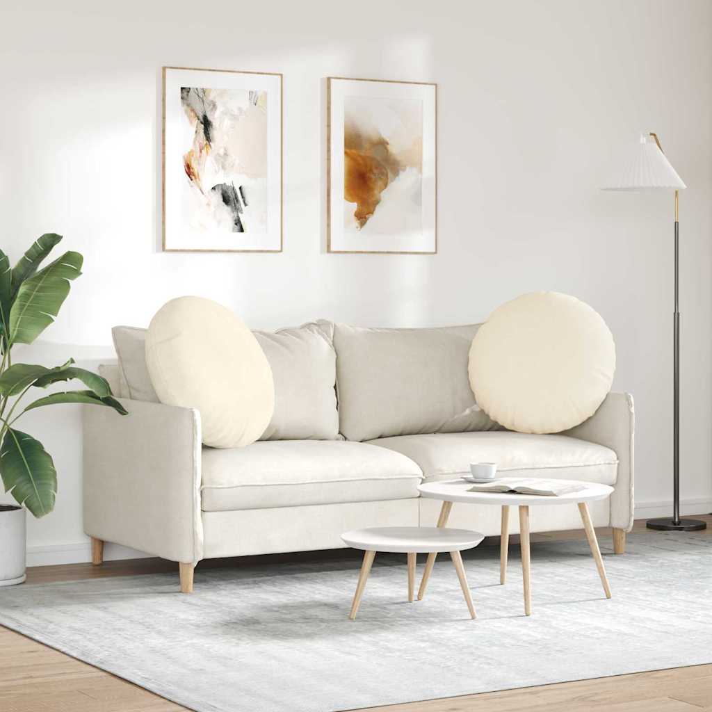 Cuscini per Seduta 2 pcs Crema Ø60 x 21 cm Tessuto in Cords | homemem39