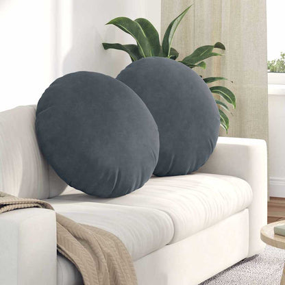 Cuscini per Seduta 2 pcs Grigio scuro Ø 40 x 13 cm Velluto | homemem39