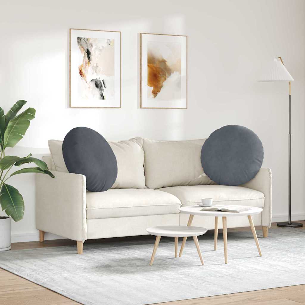 Cuscini per Seduta 2 pcs Grigio scuro Ø 40 x 13 cm Velluto | homemem39