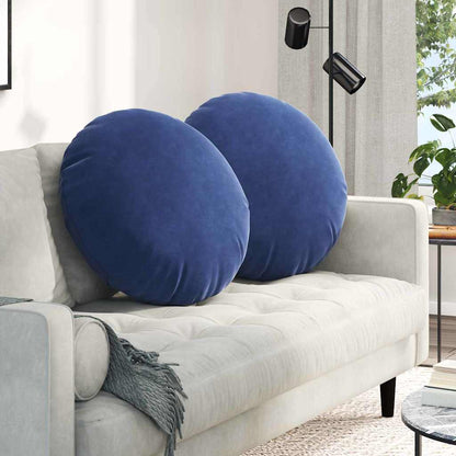 Cuscini per Seduta 2 pcs Blu Polizia Ø 40 x 13 cm Velluto | homemem39