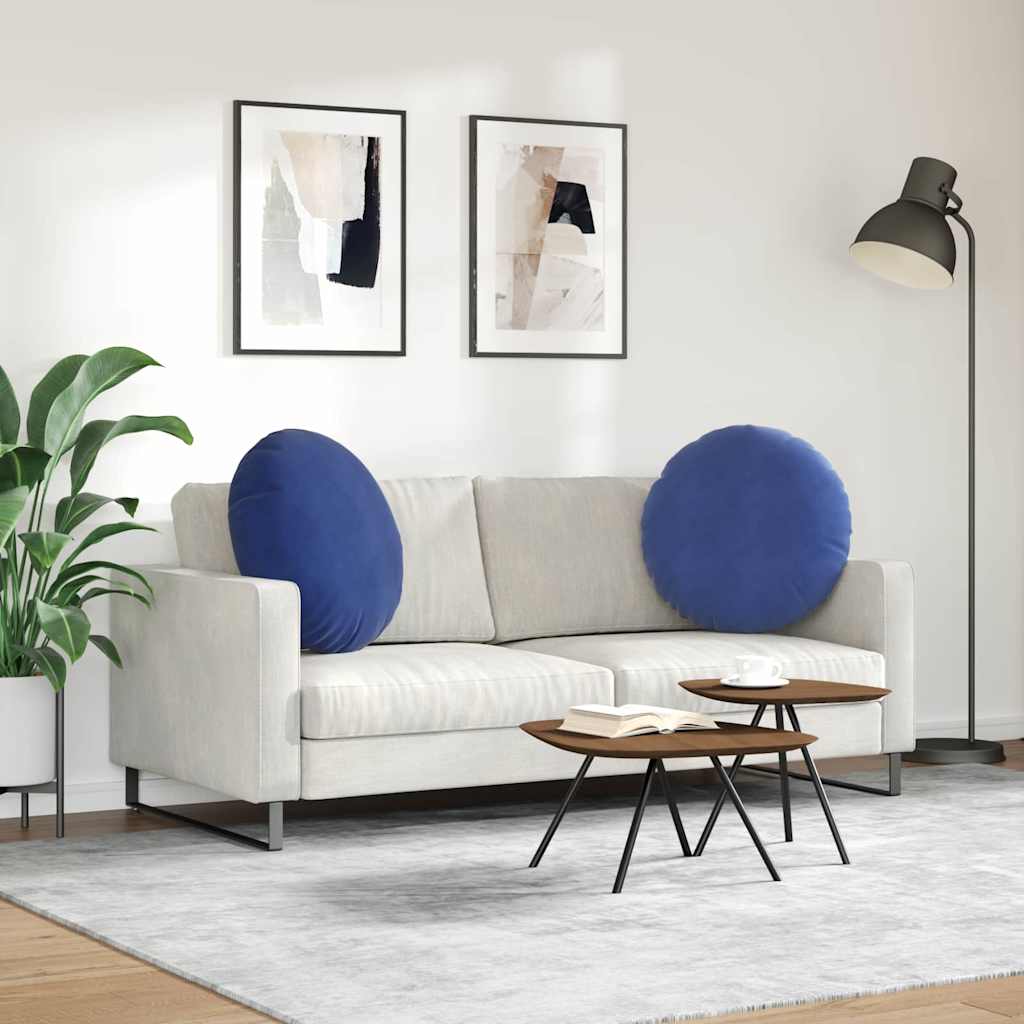 Cuscini per Seduta 2 pcs Blu Polizia Ø 40 x 13 cm Velluto | homemem39