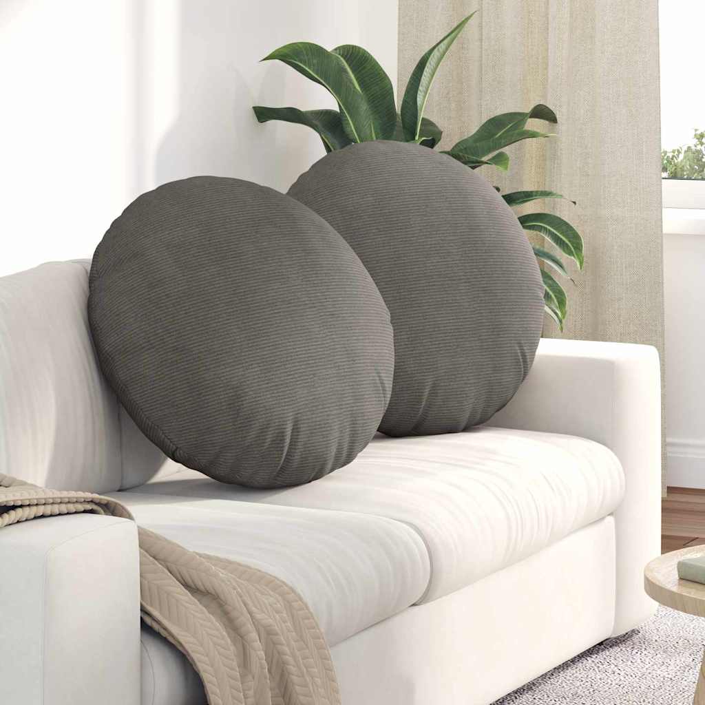 Cuscini per Seduta 2 pcs Grigio chiaro Ø 80 cm Tessuto in Cords | homemem39