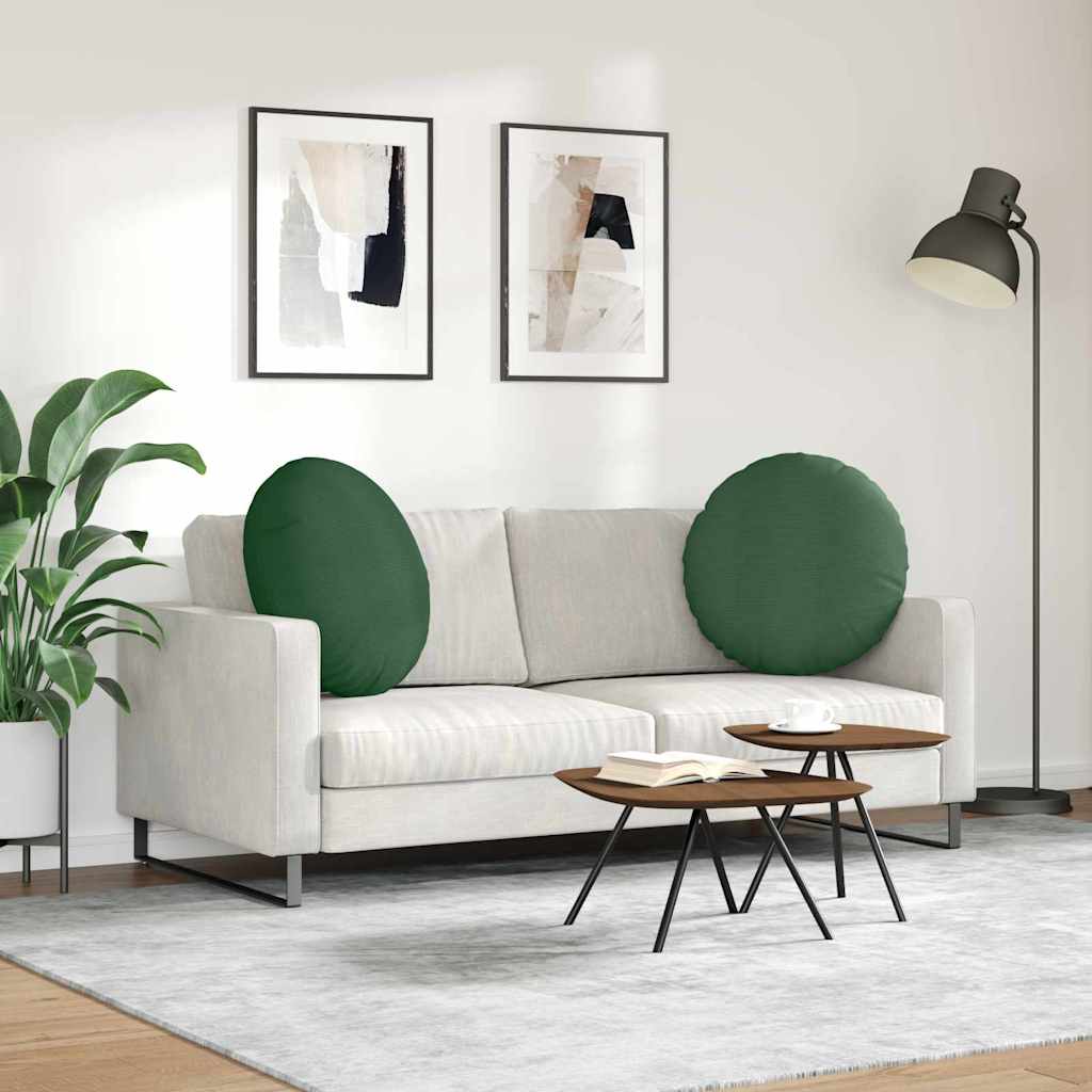 Cuscini per Seduta 2 pcs Verde Scuro Ø 80 cm Tessuto in Cords | homemem39