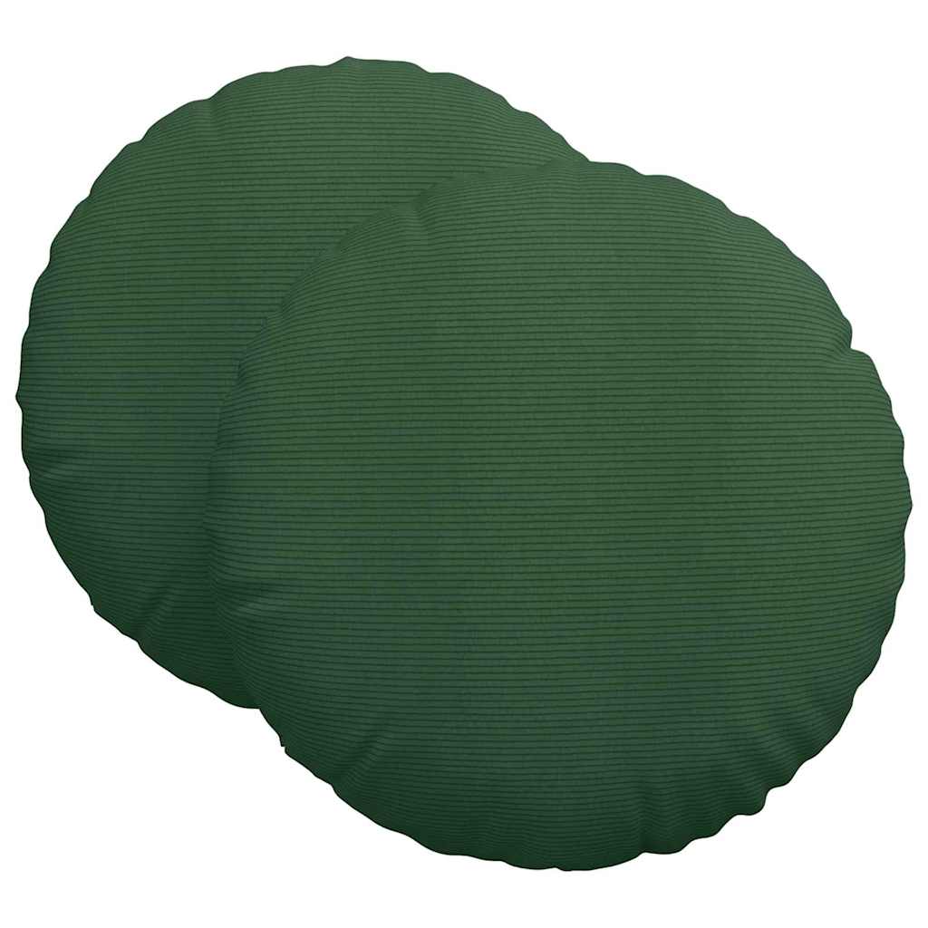 Cuscini per Seduta 2 pcs Verde Scuro Ø 80 cm Tessuto in Cords | homemem39