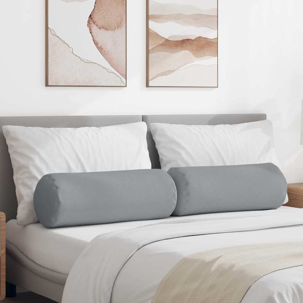 Cuscini a rullo 2 pcs Grigio chiaro Ø 25 x 70 cm Tessuto | homemem39