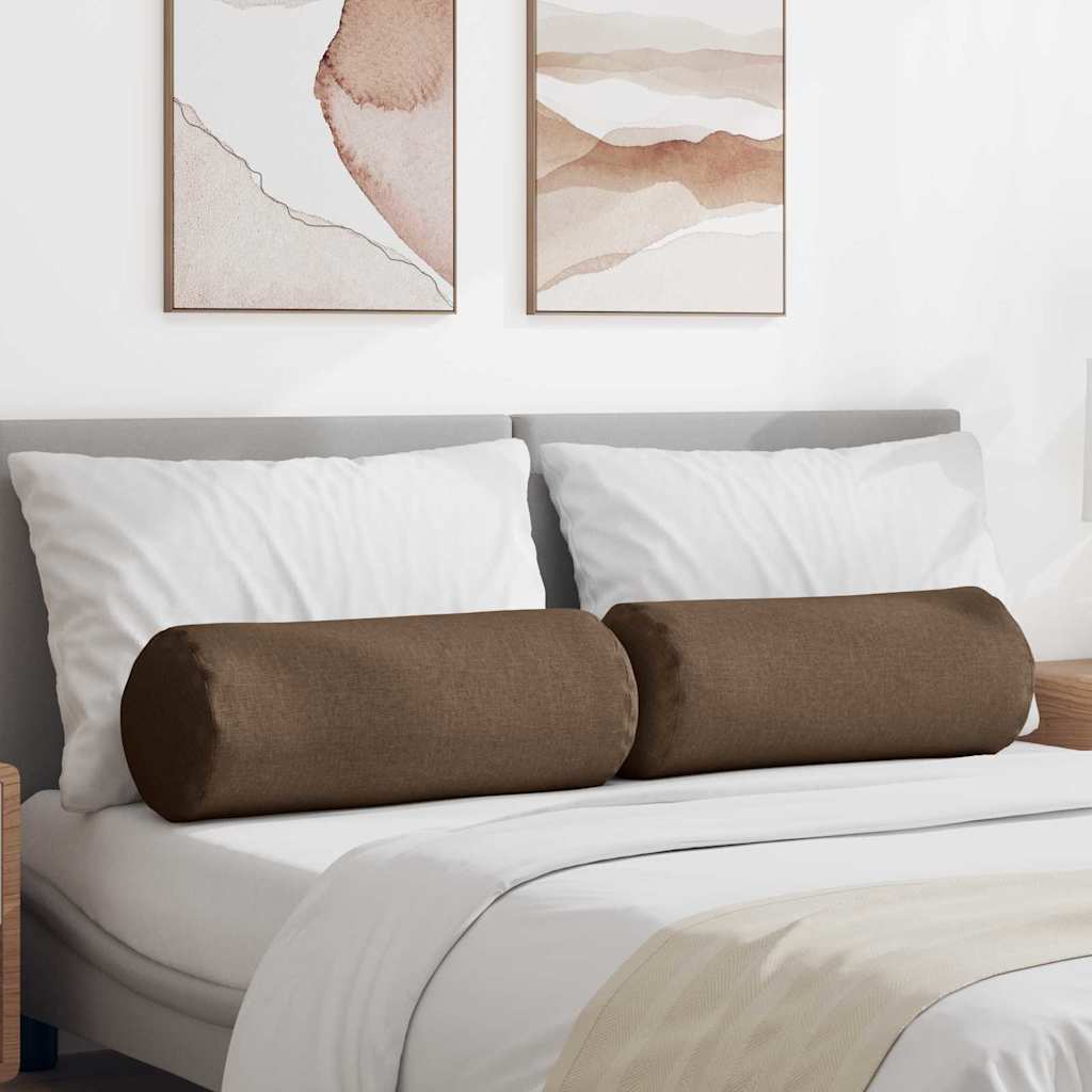Cuscini a rullo 2 pcs Marrone Ø 25 x 70 cm Tessuto | homemem39